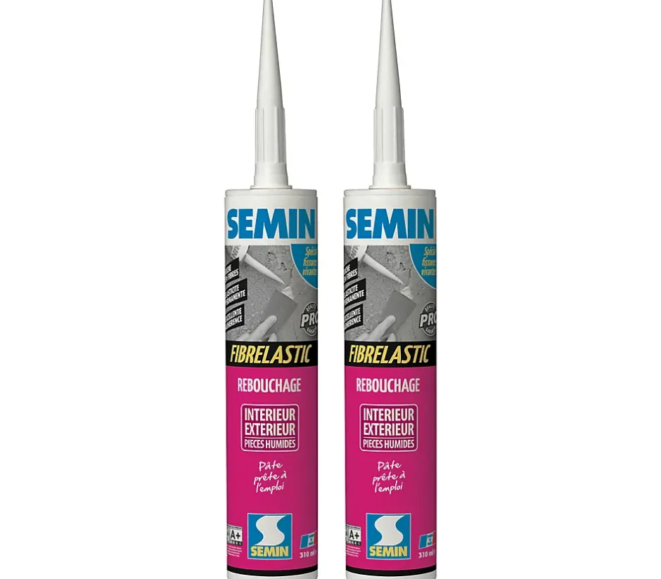 2 Enduits de Rebouchage Fibrelastic , Fissures Vivantes, Cartouche 310 ml^Semin Clearance