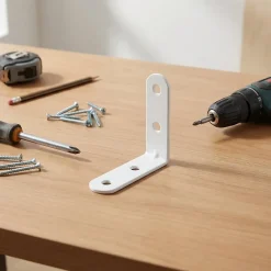 4 Equerres de chaise Acier Blanc l.14 x H.80 x P.80 mm-Diall Discount