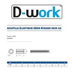 100 Goupilles Elastiques Epaisses D. 2 x 12 mm - 8752 - Inox A2 -^D-Work Outlet