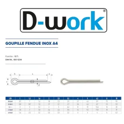 100 Goupilles Fendues D. 3.2 x 36 mm - DIN 94 - Inox A4 --D-Work Sale