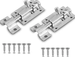 2 loquets à pêne dormant en acier inoxydable avec pênes coulissants pour portes, portails de jardin, acier inoxydable^Deko Clearance