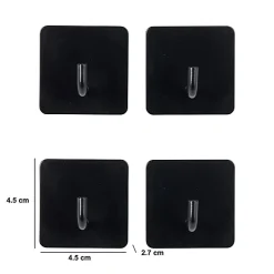 4 patères adhésives Stiky 4,5x2,7cm - Noir-^5Five Best