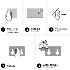 4 patères adhésives Stiky 4,5x2,7cm - Noir-^5Five Best