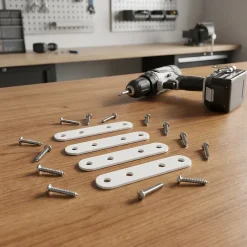 4 Pattes d'assemblage Acier Blanc L.80 x H.15 x EP.2mm-Diall New