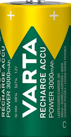 2 Piles rechargeables Ni-MH C (HR14)^Varta Discount