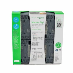 3 prises avec terre + 1 interrupteur va-et-vient Mureva Styl gris anthracite, lot-Schneider Electric New