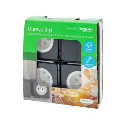 3 prises avec terre + 1 interrupteur va-et-vient Mureva Styl gris anthracite, lot-Schneider Electric New