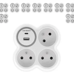 5 prises 3x16A + 2 ports USB A/C --Zenitech New