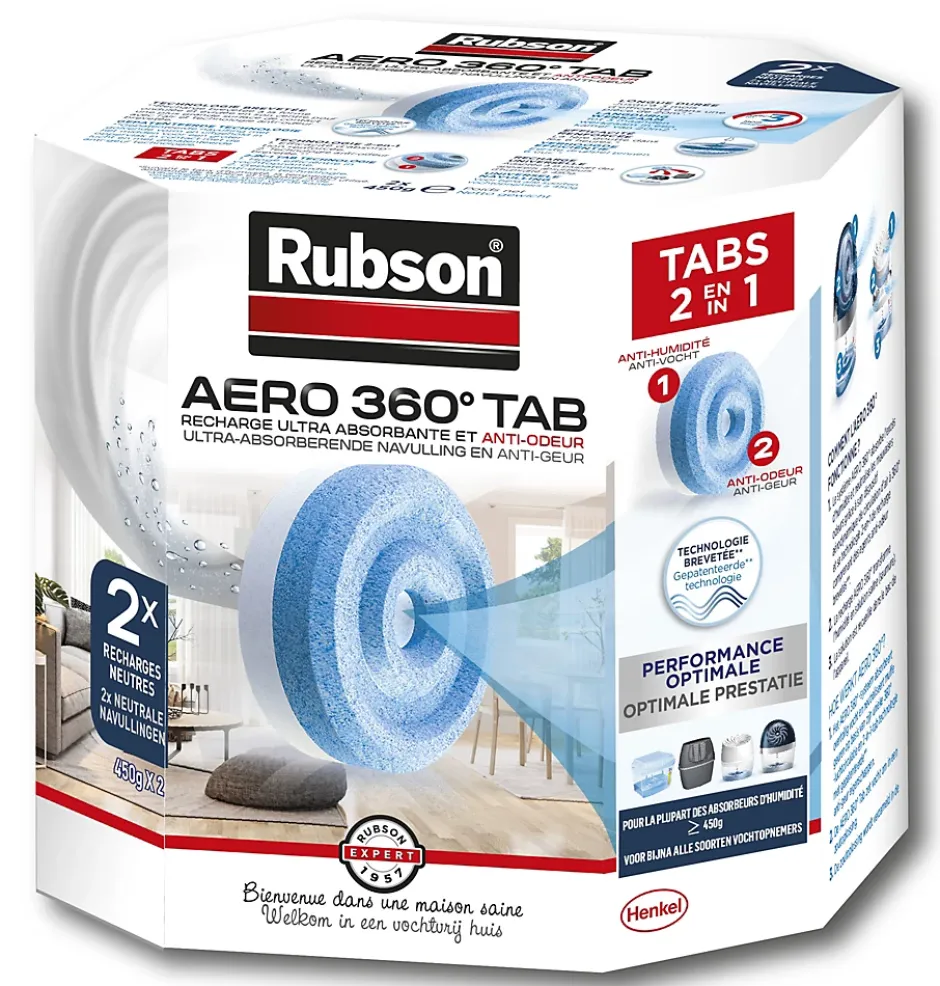 2 recharges pour absorbeur d'humidité Aero 360°-Rubson New