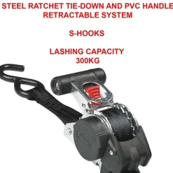 2 sangles rétractables 3m x 25mm Crochet S^Master Lock New