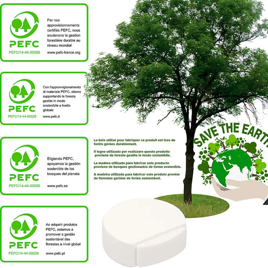 4 Un. Butée de porte adhésive en bois laqué blanc 45x42MM^Nesu Best