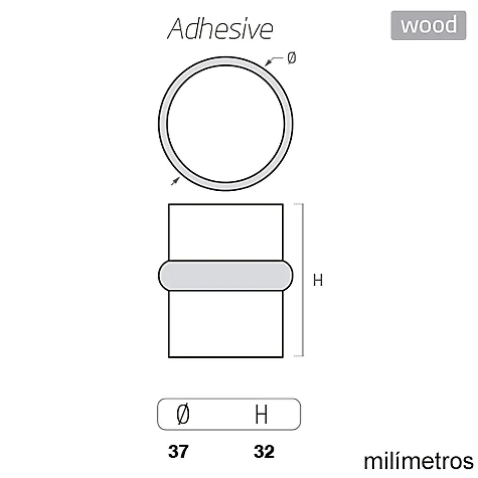 4 Un. Butée de porte adhésive en bois laqué noir - Diamètre 37MM^Nesu Clearance