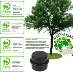 6 Un. Butée de porte adhésive en bois laqué noir - Diamètre 37MM-Nesu Discount