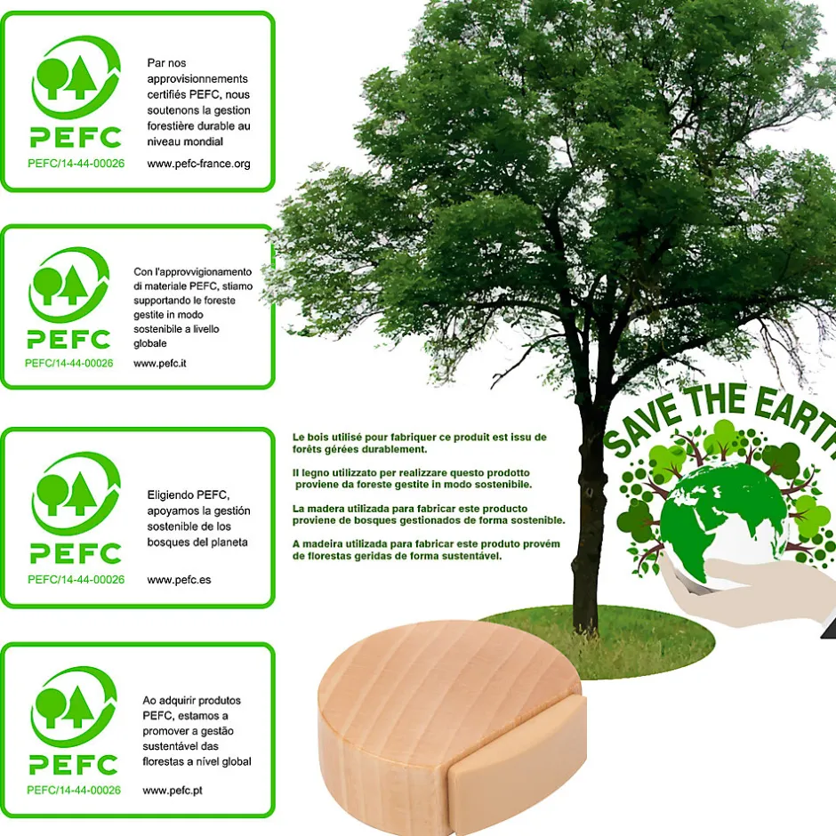 4 Un. Butée de porte adhésive en bois de hêtre naturel 45x42MM-Nesu Best