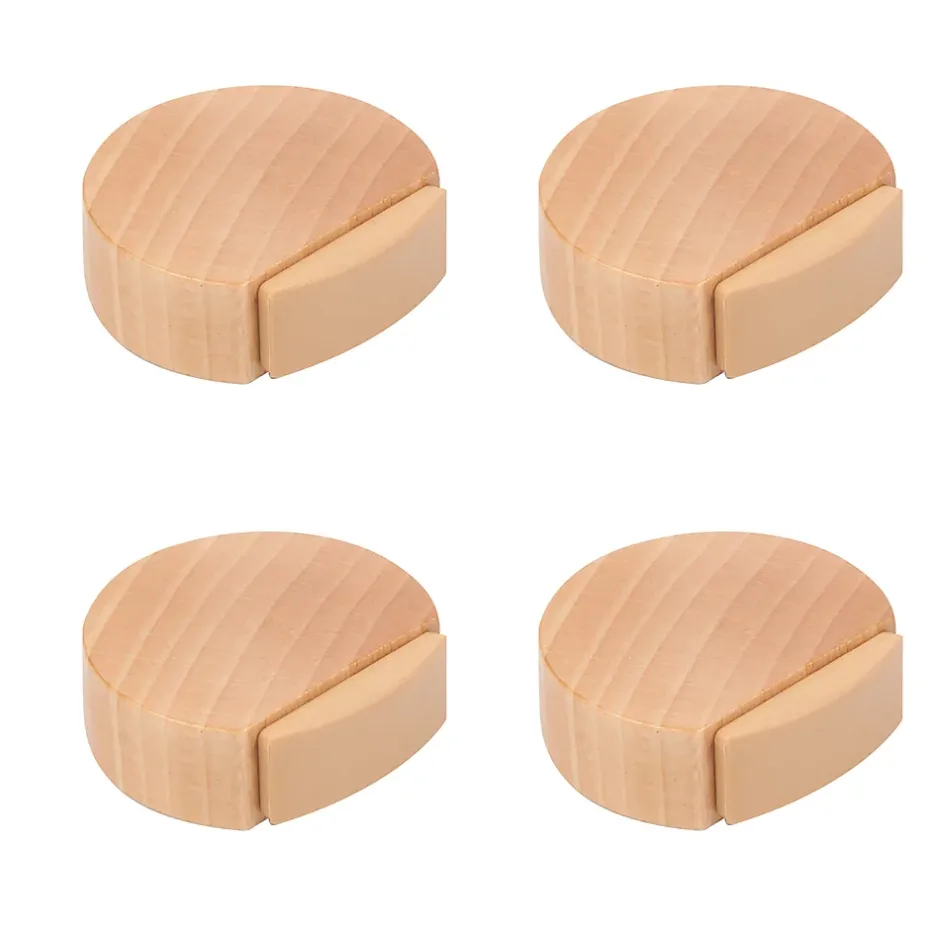 4 Un. Butée de porte adhésive en bois de hêtre naturel 45x42MM-Nesu Best