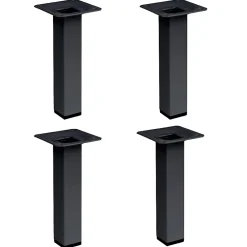 4 un. Pied carré pour meuble en acier 25x25mm hauteur 150mm peinture noire avec embout-Nesu Sale