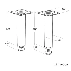 4 un. Pied de meuble rond en acier diamètre 30mm hauteur 100mm chromé avec régulateur de nivellement 15-25mm^Nesu Sale