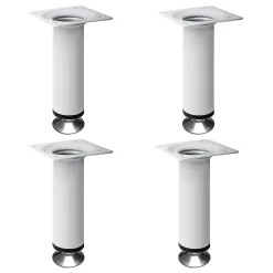 4 un. Pied de meuble rond en acier, diamètre 30 mm, hauteur 100 mm, peinture blanche avec régulateur de nivellement 15-25 mm-Nesu New