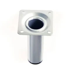 4 un. Pied rond pour meuble en acier, diamètre 30 mm, hauteur 100 mm, peinture aluminium avec régulateur de nivellement 15-25 mm-Nesu New