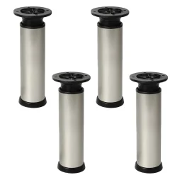 4 un. Pied rond pour meuble en aluminium diamètre 40mm hauteur 120mm inox avec régulateur de hauteur supérieur^Nesu Hot