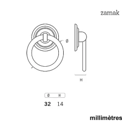 8 Un. poignées de meuble anneau noir rouille tiroir classique - diamètre 32MM^Nesu