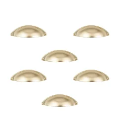 6 Un. poignées de meuble coquille en nickel mat pour porte et cuisine - entraxe 32MM^Nesu New