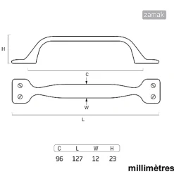 6 Un. poignées de meuble en noir rouille tiroir classique - entraxe 96MM-Nesu Clearance