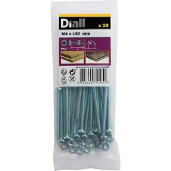 20 vis à métaux en acier zingué 4 x 50 mm-Diall Clearance