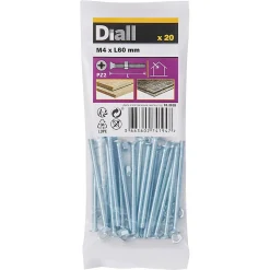 20 vis à métaux tête fraisée zingué 4 x 60 mm-Diall Online