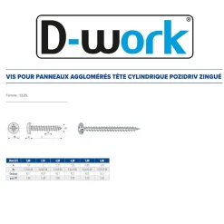 500 Vis Bois Tête Cylindrique Pozidriv 4.5 x 40 mm - Zingué blanc --D-Work Clearance