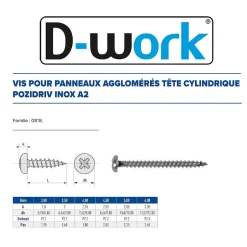 200 Vis Bois Tête Cylindrique Pozidriv 3.5 x 20 mm - Inox A2 -^D-Work