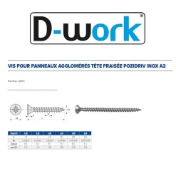200 Vis Bois Tête Fraisée Pozidriv 5 x 45 mm - Inox A2 -^D-Work Online