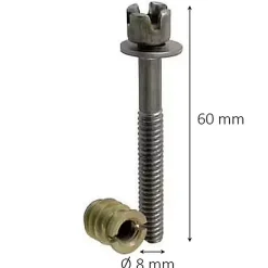 2 vis d'assemblage avec écrous en acier / laiton ø 8 mm x L. 60 mm^Diall Discount