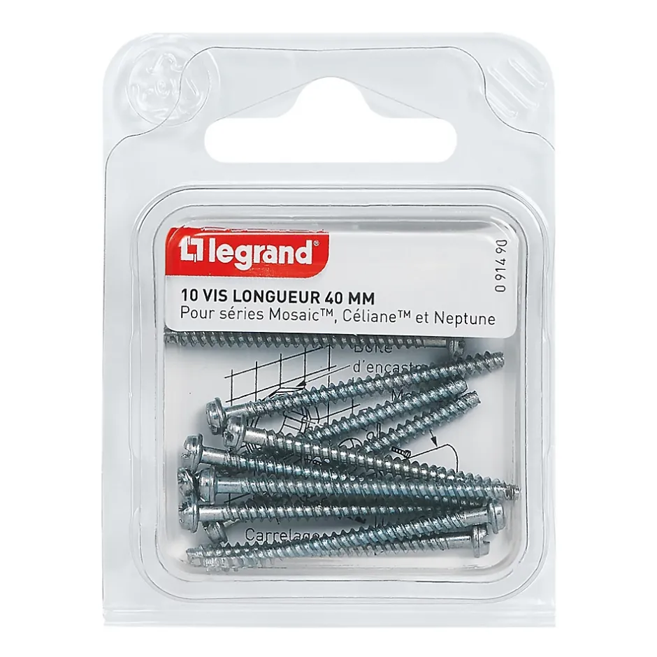 10 vis longues pour interrupteur^Legrand Hot