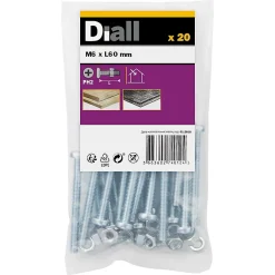 20 vis métaux acier zingué 6 x 60 mm^Diall New