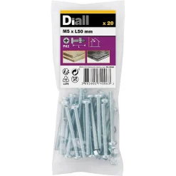 20 vis métaux acier zingué 5 x 50 mm-Diall New