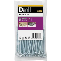 20 vis métaux acier zingué 5 x 70 mm^Diall