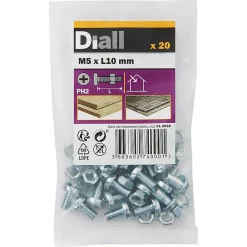 20 vis métaux acier zingué 5 x 10 mm-Diall Discount