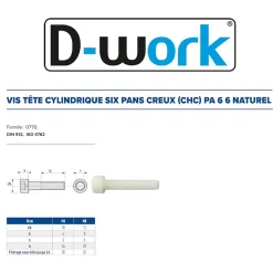 200 Vis Métaux Tête Cylindrique 6 Pans Creux CHC 8 x 20 mm - DIN 912 - Polyamide -^D-Work Best
