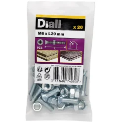 20 vis métaux tête fraisée acier zingué 6 x 20 mm-Diall New