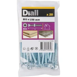 20 vis métaux tête fraisée acier zingué 6 x 50 mm^Diall Sale