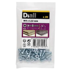 20 vis métaux tête fraisée acier zingué 4 x 12 mm^Diall Discount