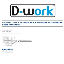 100 Vis PVC Menuiserie Tête Ronde Tx25 Framex Clip 6 x 70 mm - Zingué Chromiting Grade 4 Laqué Marron --D-Work Outlet