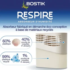 Absorbeur d'humidité avec 4 tablettes de 250 g Respire pour surface de 25 m²^Bostik Discount