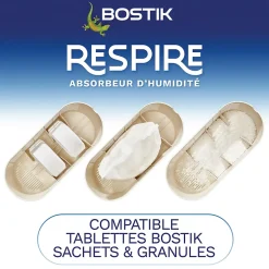Absorbeur d'humidité avec 4 tablettes de 250 g Respire pour surface de 25 m²^Bostik Discount