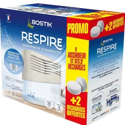 Absorbeur d'humidité avec 4 tablettes de 250 g Respire pour surface de 25 m²^Bostik Discount