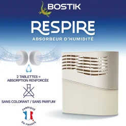 Absorbeur d'humidité avec 4 tablettes de 250 g Respire pour surface de 25 m²^Bostik Discount