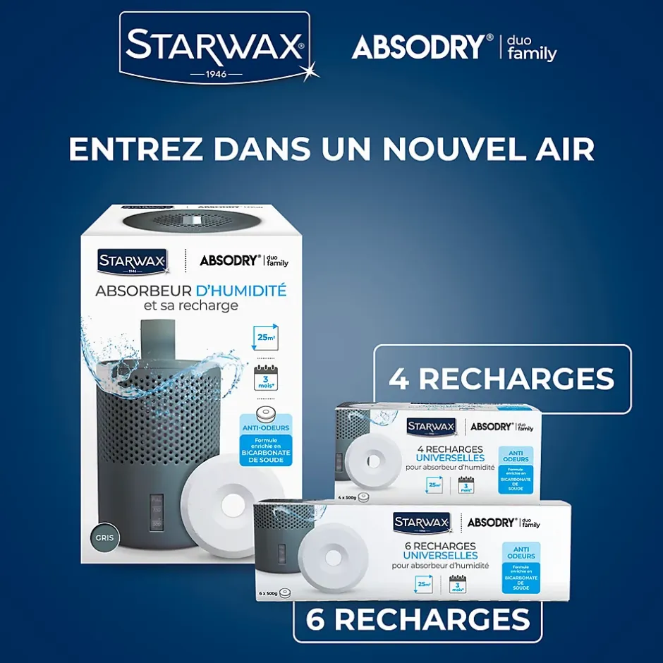 Absorbeur d'humidité compact 25m² + 1 tablette 500g^Starwax Clearance