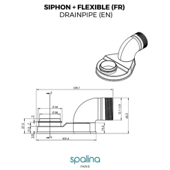 Accessoire Siphon extra plat + flexible 80x8x6cm, by-Spalina Sale