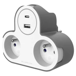Adaptateur triplite + 2 USB blanche 16A^Jacobsen Discount